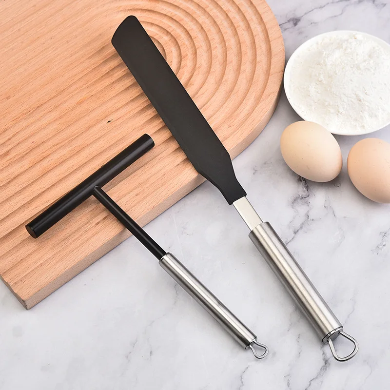 Französischer Kreppverteiler, Pfannkuchen-ähnlicher Teig, Edelstahl, Bäckerei-Spatel, Spreizwerkzeuge, Pfannkuchen-ähnlicher Teig für die Küche: Dark Khaki