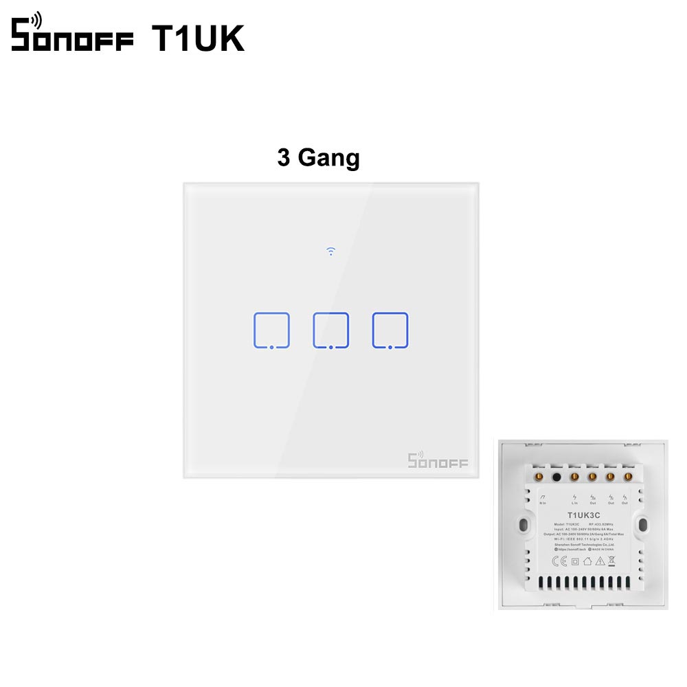 Itead SONOFF TX T1 EU UK Wifi Switch Smart Wall Touch Switch Wifi Light Switch 433Mhz RF Remote Controler Smart Home Automation: T1 UK 3C