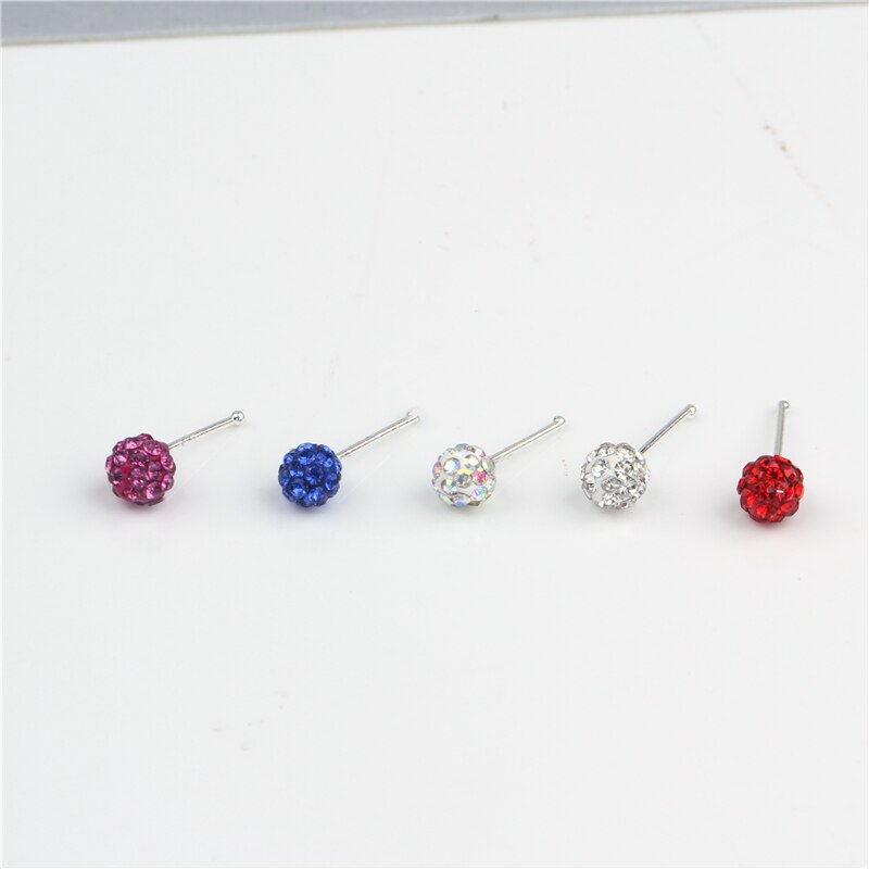 20Pcs Rhinestone Bal Neus Sieraden Ball End Pin Neus Bone