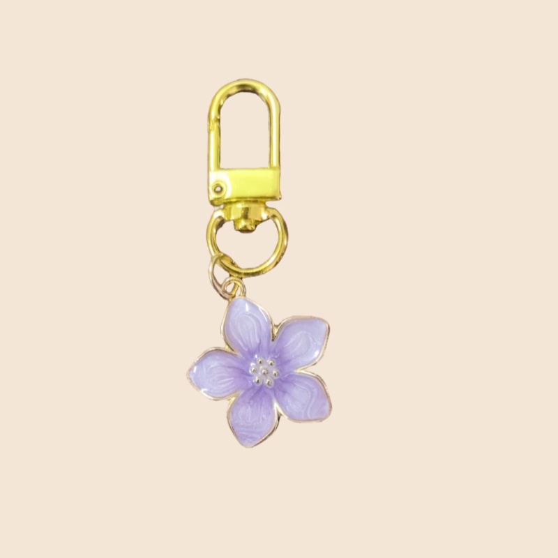 White Pear Blossom Keychain Cute Accessories Keychain Couple Matching Keyrings Pendant Items For Boutique: 3/8" / PURPLE