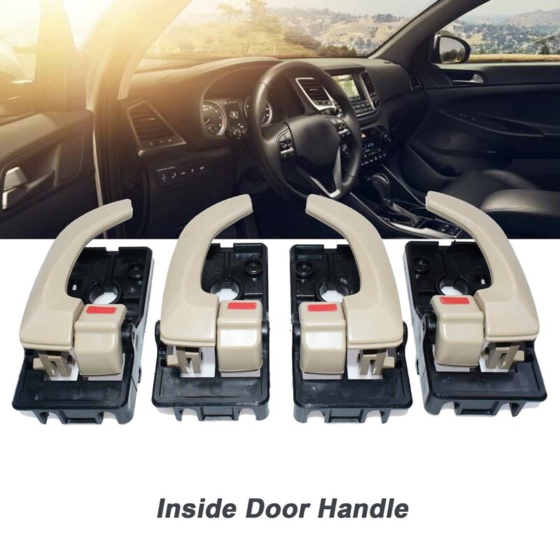 4PCS Car Interior Door Handle Left Right Inside Door Handle Replacement Set for Hyundai Tucson 2005 Beige: Default Title