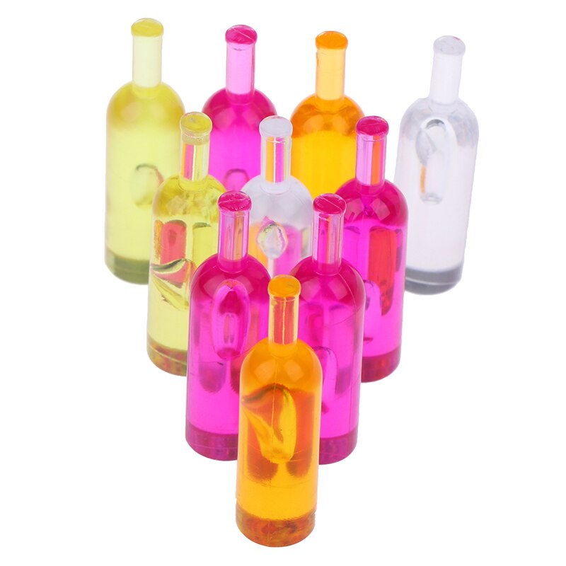 10pcs/set 1:12 Dollhouse Miniature Colorful Wine Bottles Models Toys Pretend Play Toy