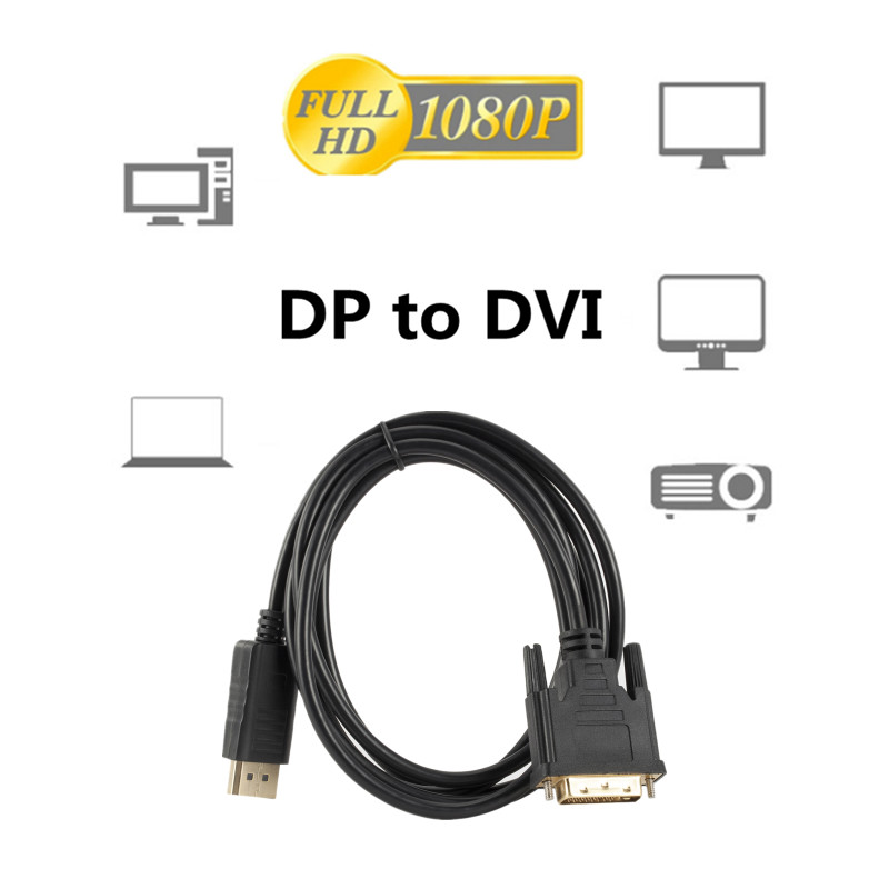 Convertidor DP a DVI de 1080P, Cable DisplayPort macho a DVI-D, 24 + 1 Pines, adaptador de pantalla para Monitor de entrada DVI, 1,8 m