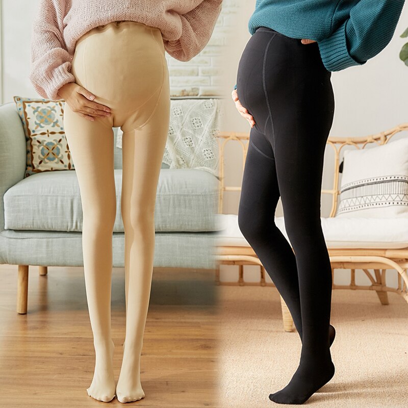 Winter Thicken Warm Nylon Maternity Legging Plus Velvet Thermal