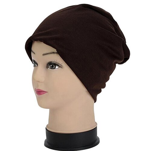 Gorro turbante informal Unisex, gorro de turbante de estilo Hip-Hop, gorro de punto de Color sólido, sombreros para hombres y mujeres, gorros de invierno: Coffee