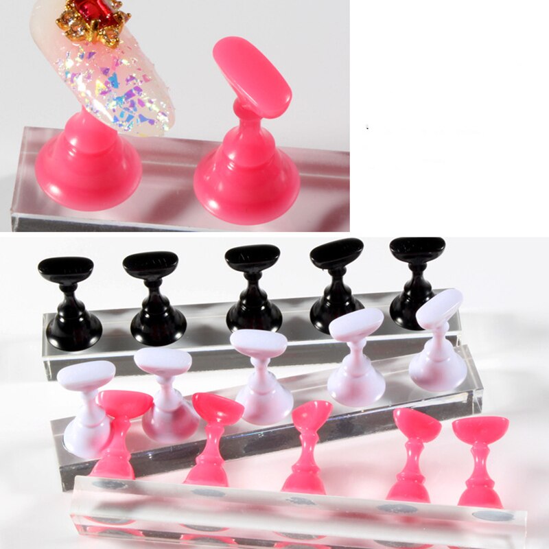 5 Stuks Nail Art Practice Display Stand Schaakbord Magnetische Tips Wit Zwart Praktijk Houder Set Polish Gel Kleurenkaart tool