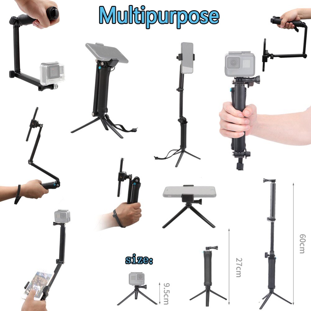 Soporte de trípode para GoPro Hero 7 6 5 4, palo Selfie monopie de 3 vías, resistente al agua, accesorio para Go Pro