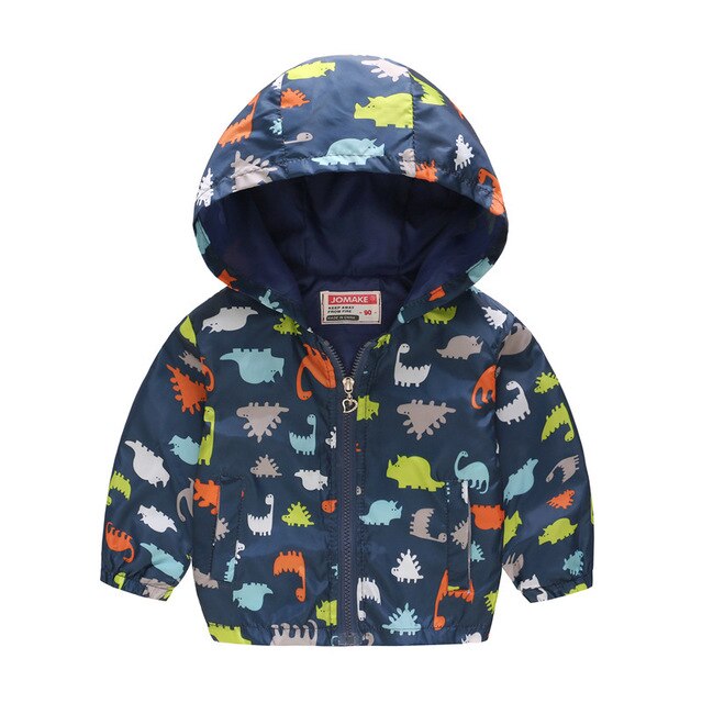 Lente herfst kids Dinosaur windjack voor jongens meisjes leuke bovenkleding kinderen hooded jassen kind overjas: MC098-navy / 18m