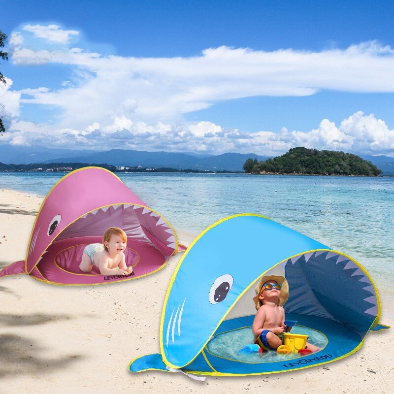 Levoryeou Baby Beach Tent Uv Beschermen Sunshelter Met Een Zwembad Baby Kids Strand Tent Up Draagbare Zwembad Zon Onderdak