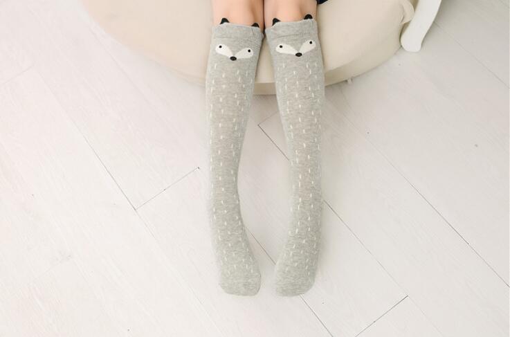 Herbst mädchen kätzchen Ebene Strümpfe mädchen oberschenkel Knie Socken halb socken Ebene 10 Arten 43CM 4-15Jahre TZ05: grau Fuchs
