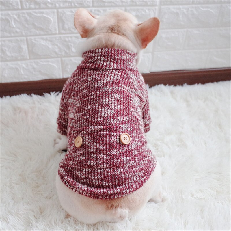 Hunde trøjer forår/efterår hundetøj til små hunde blandet farve blød varm kæledyr strikket frakke chihuahua fransk bulldog s -2xl: Rød / M