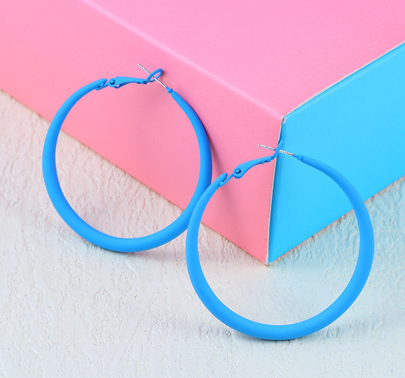 Summer Colorful Neon Hoop Earrings Pink Blue Green Yellow Large Circle Earrings for Women Girl Rock Punk Jewelry: ROSE GOLD COLOR