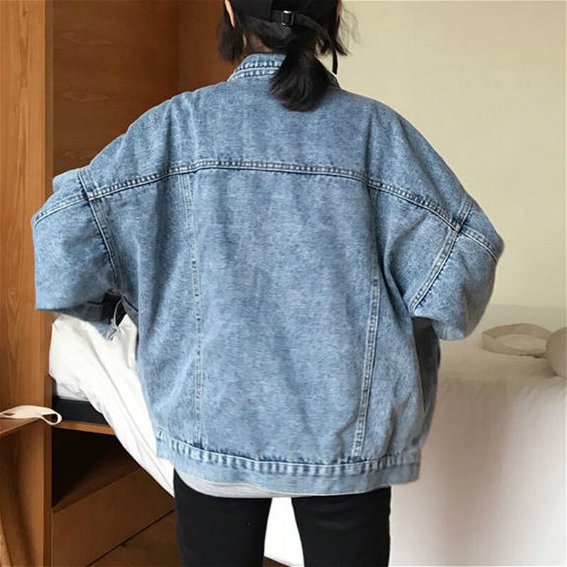 Basic Jackets Women Vintage Simple Spring Chic Denim Korean College Style Girls Jacket Stylish Turn-down Collar Ladies Outwear