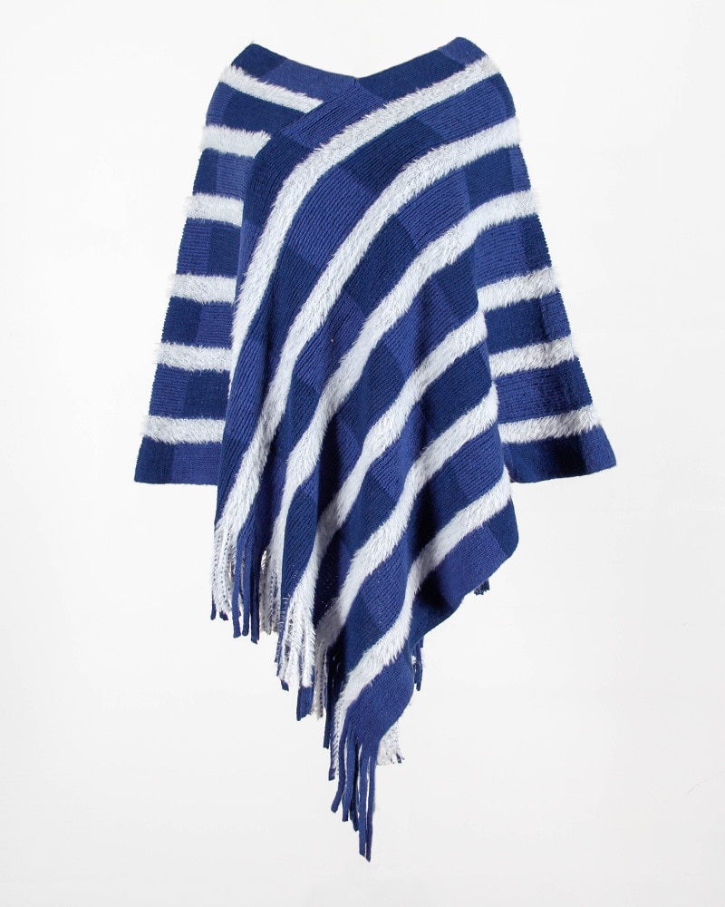 Dame efterår vinter kappe strik tøj kvast sweater stribet kvinde sweater o-neck top