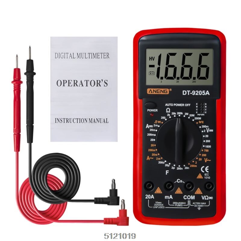DT9205A multimètre numérique hFE AC testeur électrique à Diode Triode à courant alternatif: 9FF100565-R