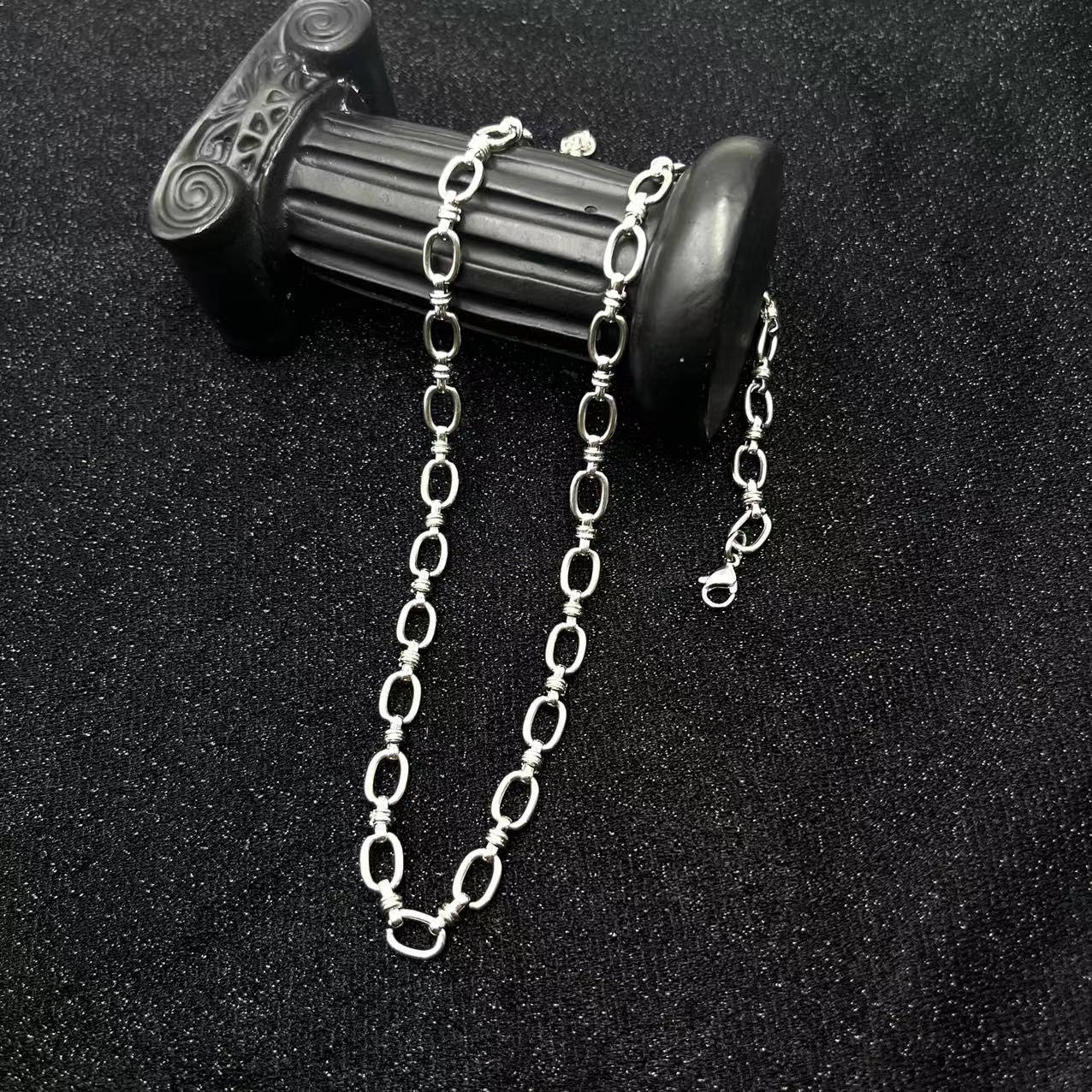 Stainless Steel Chains Hand made Link Necklaces Silver Color Jewelry Never Rub Off Choker: a6