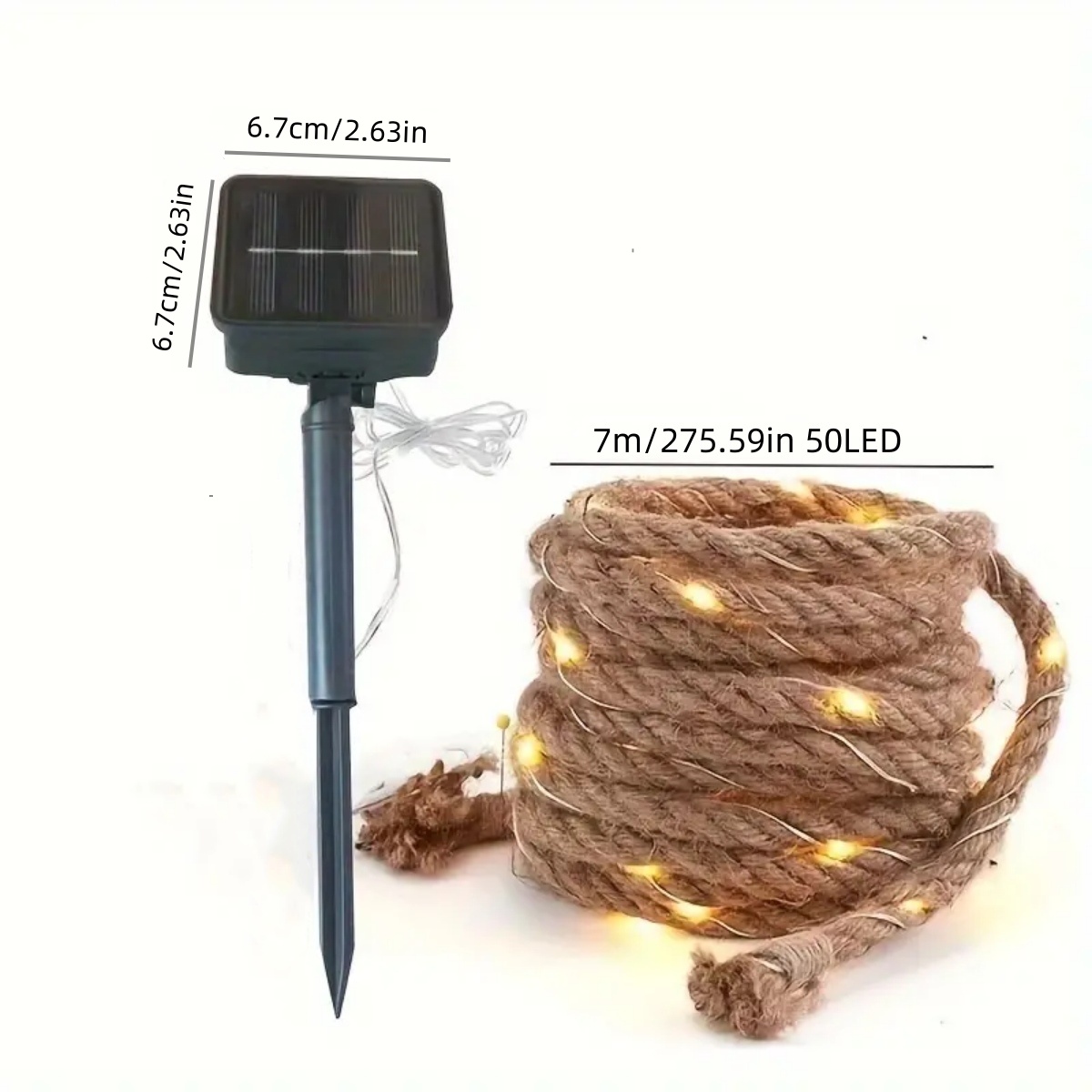 1pc50LED Solar- retro Hanf Seil Kupfer Draht Licht Mit 8 Modi Ich bin Freien Wasserdichte Camping Schnur Licht Park Gebühr atmosphäbetreffend Lampe: Ursprünglich Titel
