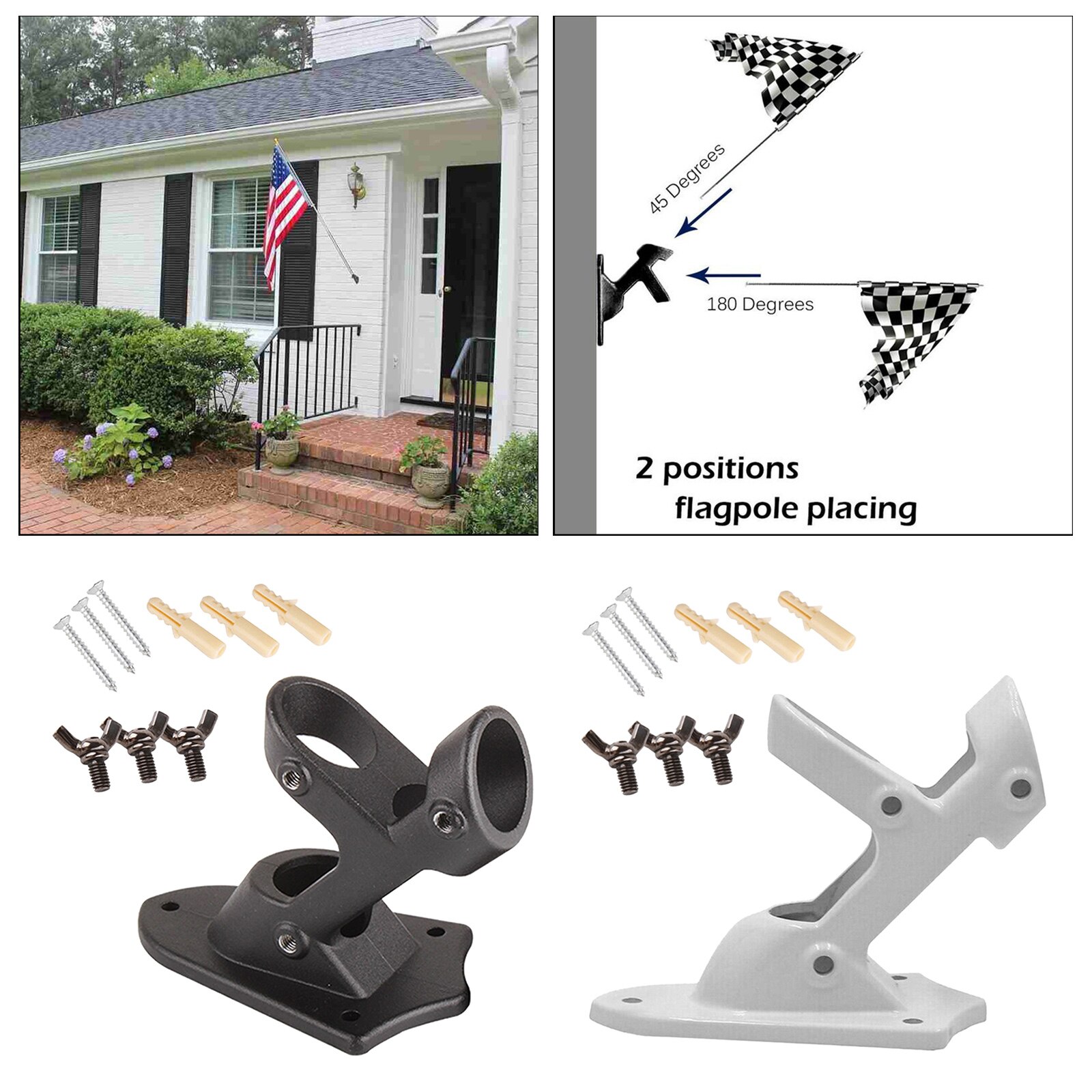 Flagpole Wall Mount 2 Position Angle Flag Pole Holder Mounting Flagpole Holder Base Aluminium Wall Mount Bracket Flagpole
