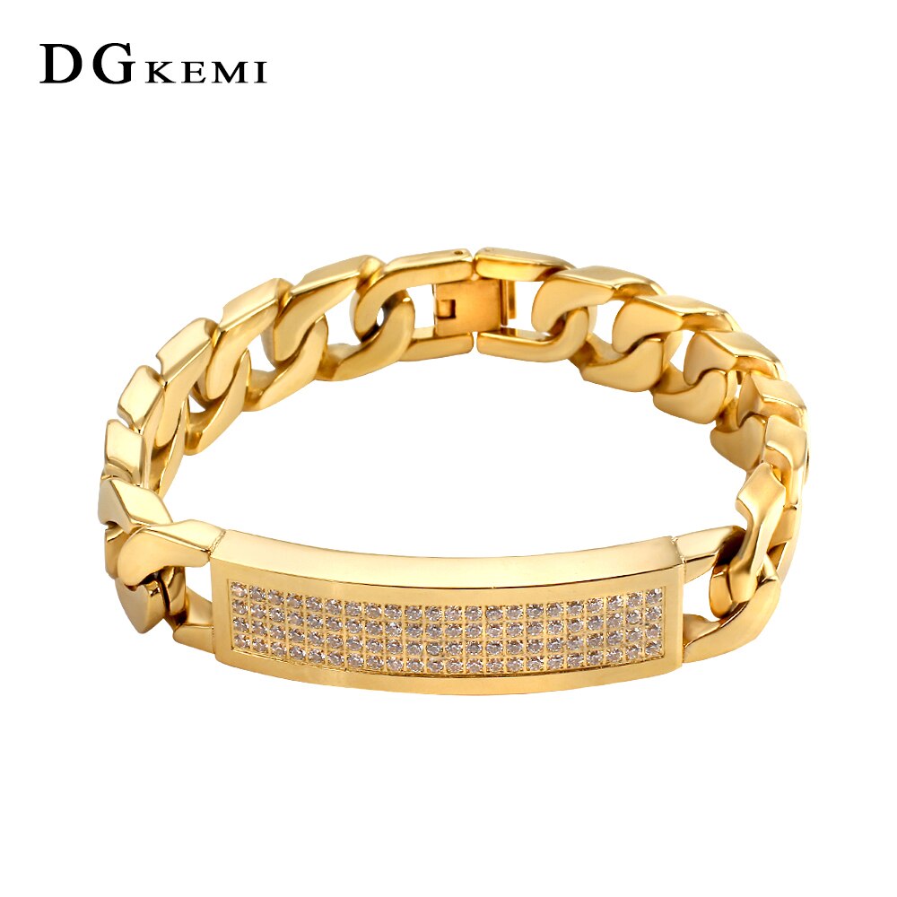 Hip Hop Multi-layer Crystal Men's Rapper Bracelet Full Rhinestone Pave Gold Color Miami Cuban Link Chain Bracelets Men Jewelry