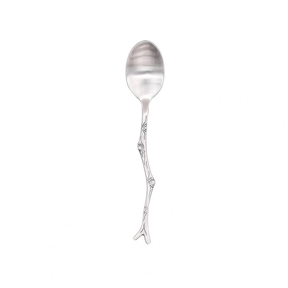 Dinner Knife Stainless Steel Dinner Spoon Anti-deform Multi-use Unique Practical Tree Branch Shape Dinner Spoon Table Fork: Silver Spoon