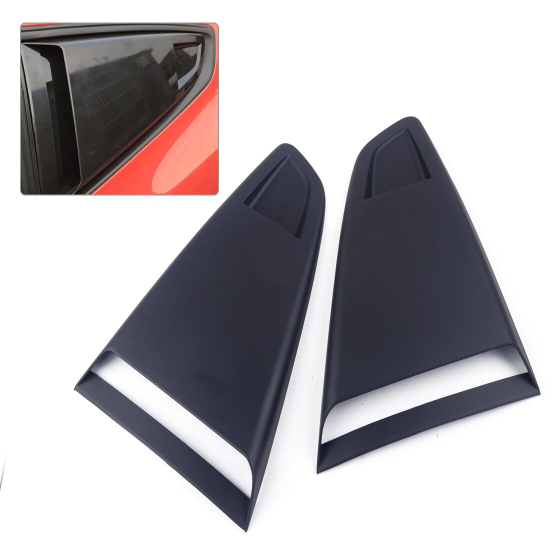 Beler 1 Paar Zwart Plastic Autoruit Kwart Achter Louvre Side Vent Scoop Cover Fit Voor Ford Mustang