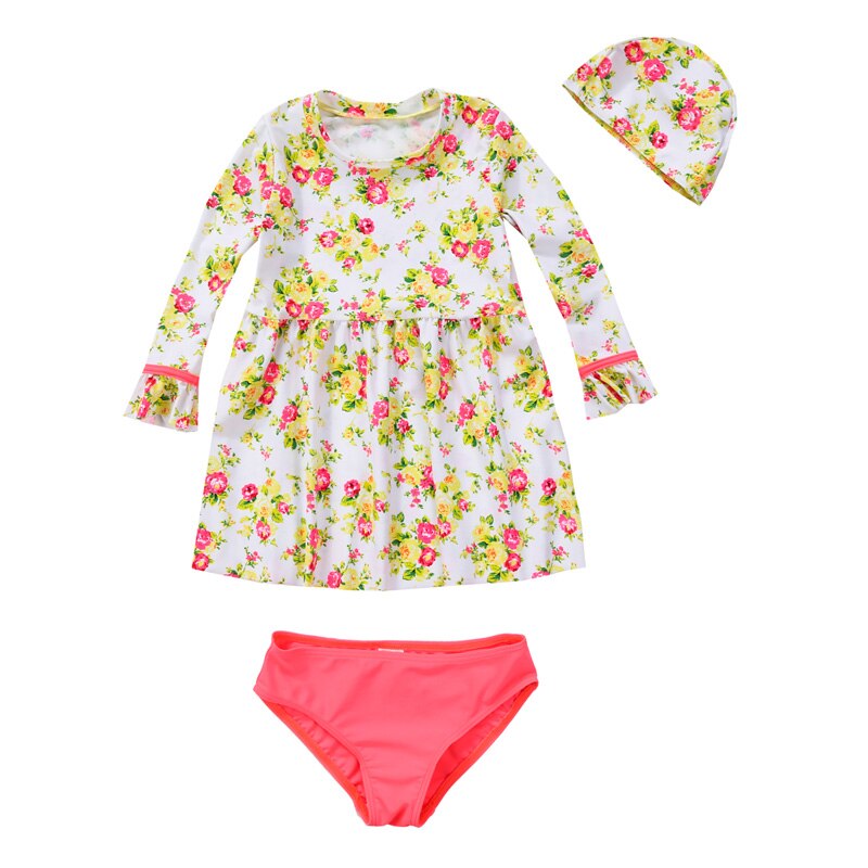 Piger strandovertræk nederdel uv upf 50+  solbeskyttelse udslæt vagt børn badedragt blomsterprint lyserød badetøj vivo-biniya: S