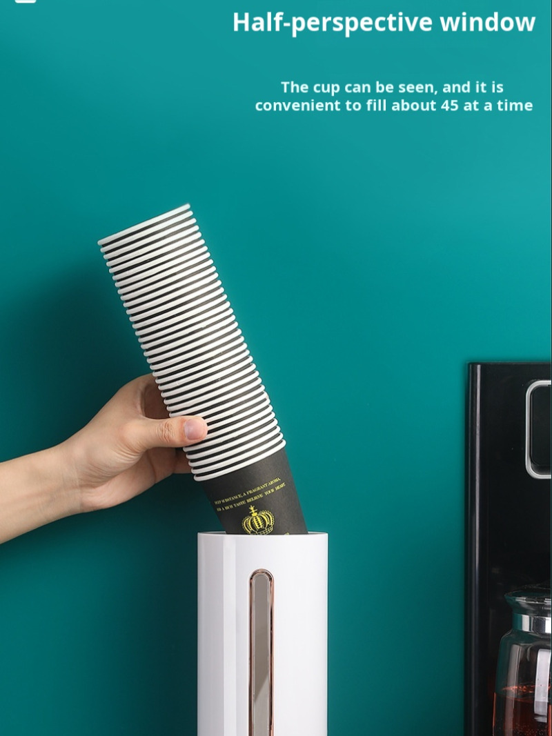 Paper Cup Dispenser Holder Automatic Disposable Cup Storage Rack Wall Mounted Cup Holder Organizer Water Dispenser Cups Stand