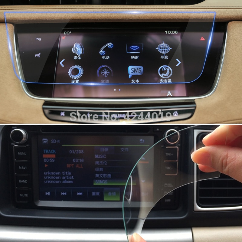 H9 sormenjälkiä estävää gps-navigointi näytönsuojaa tarra auto dvd suojakalvo karkaistu lasi cadillac  xt5:lle