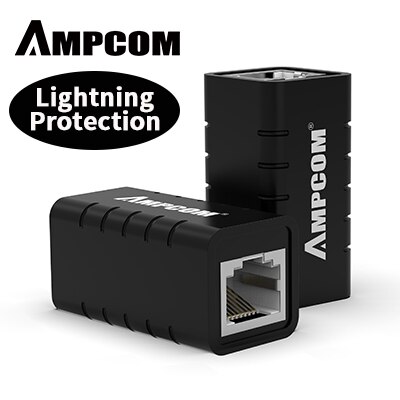 AMPCOM 1pz RJ45 Ethernet adattatore 8P8C Femmina estensore LAN connettore inline gatto7/gatto6/gatto5e Cavo Ethernet- protezione contro i fulmini: CAT6  LP nero