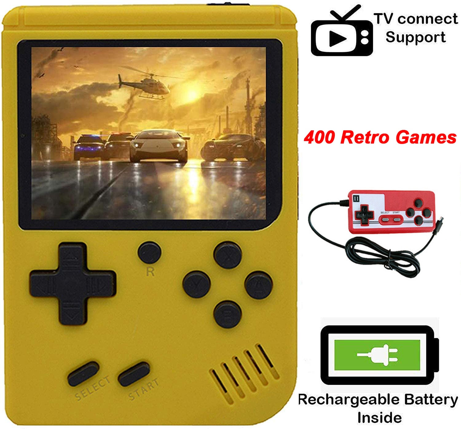 Console per videogiochi con supporto per Gamepad a due giocatori connessione TV tramite cavo AV 400 giochi retrò regalo di compleanno per bambino