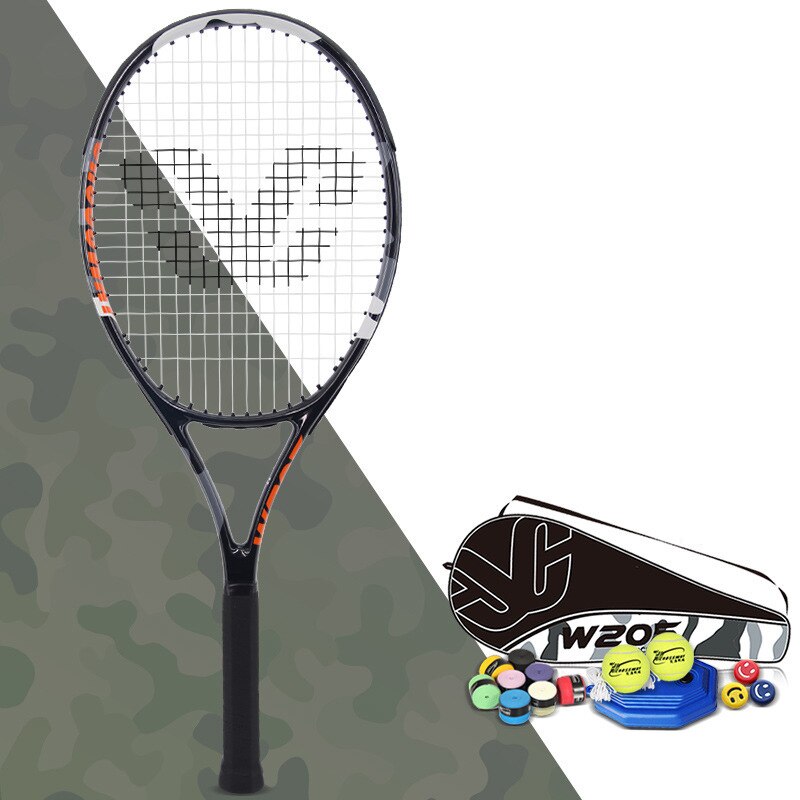 Professionelle Tennis Schläger Einzigen Erwachsenen Carbon Paddle Männer Frauen Universal-Set Mit Tasche Trainer Over Ball Padel Für Erwachsene-40: Grey