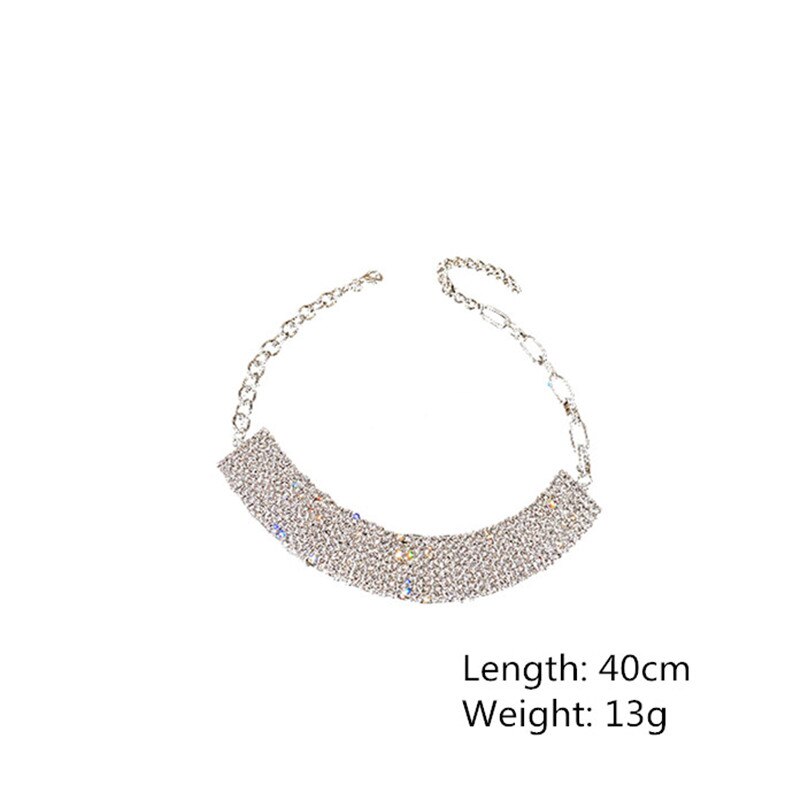 Fyuan corrente geométrica gargantilha de cristal colares para mulher curto strass completo colares de jóias