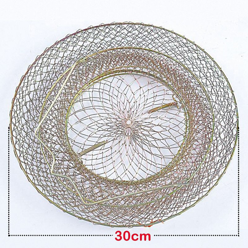 Foldable Portable Steel Wire Fishing Pot Trap Net Crab Crawdad Cage Fish Basket