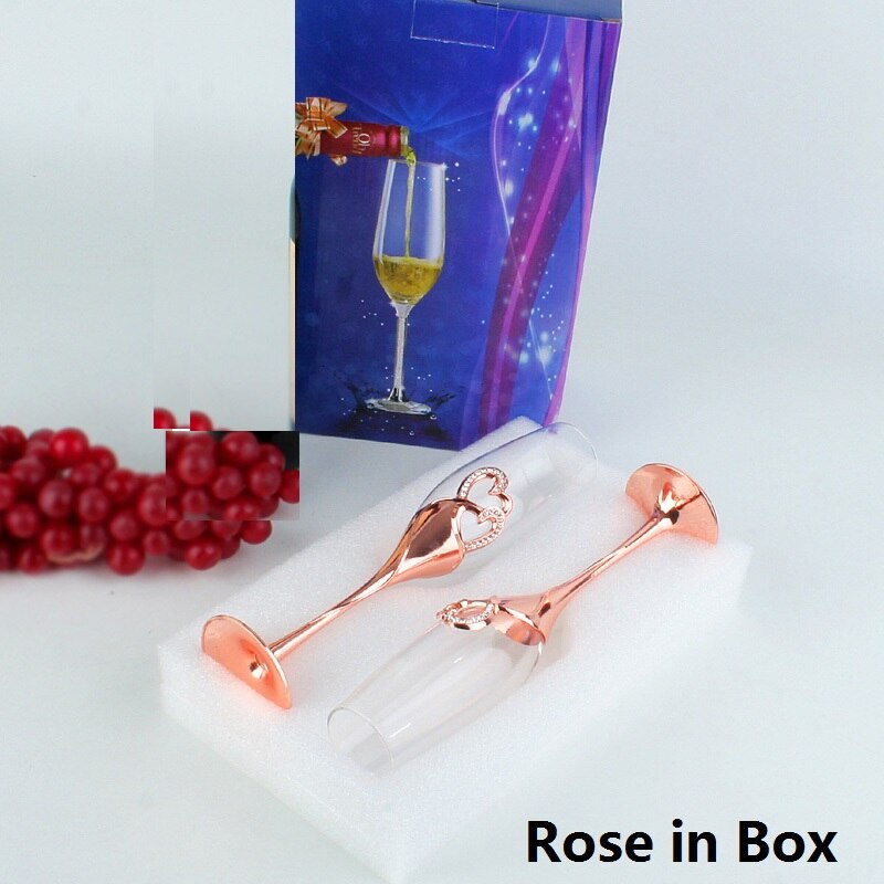Gold Crystal Champagne Glas Bruiloft Roosteren Fluiten Drink Cup Party Huwelijk Wijn Decoratie Cups Voor Partijen 2 Stks/set: Rose Cups