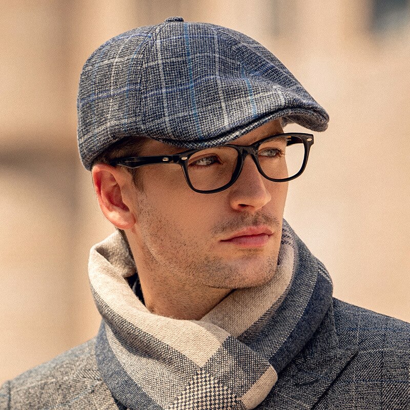 Mens Newsboy Cap Warm Autumn Winter Hats For Men Retro Grid Black Brown Berets Octagonal Hat Dad Hats Painter Hat NZ181