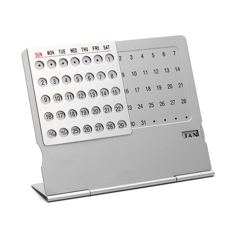Adjustable Mini Ultra-thin Metal Desktop Calendar Super Perpetual Unique 100 Years English Room Decoration Calendars
