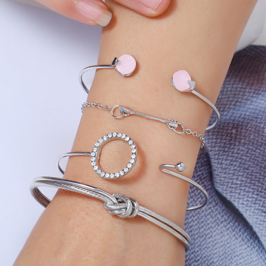 Legering Herten Hoofd Armband Set Voor Vrouwen Femme Bohemian Geometrische Sneeuw Berg Metal Hand Chain Charm Eenvoudige: see chart B