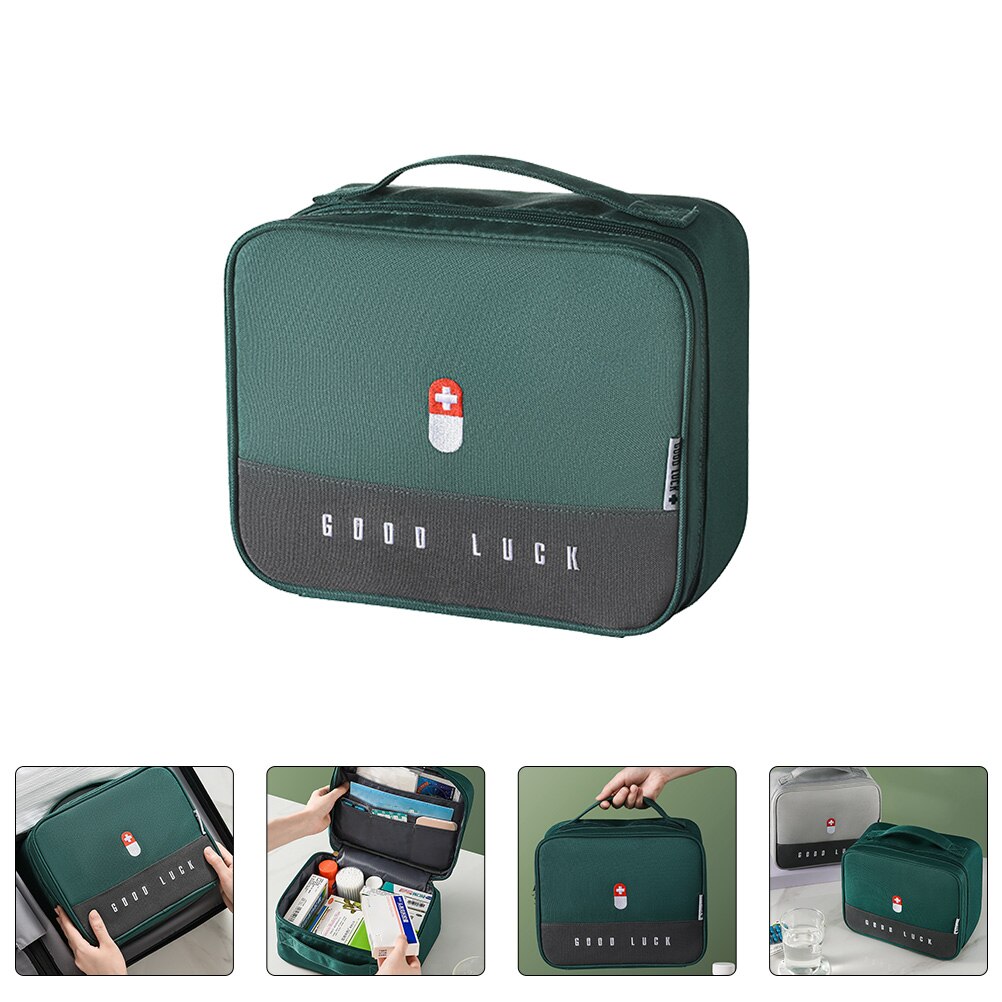 Zippered First Aid Bag Medication Organizer Oxford Cloth Travel Medicine Case