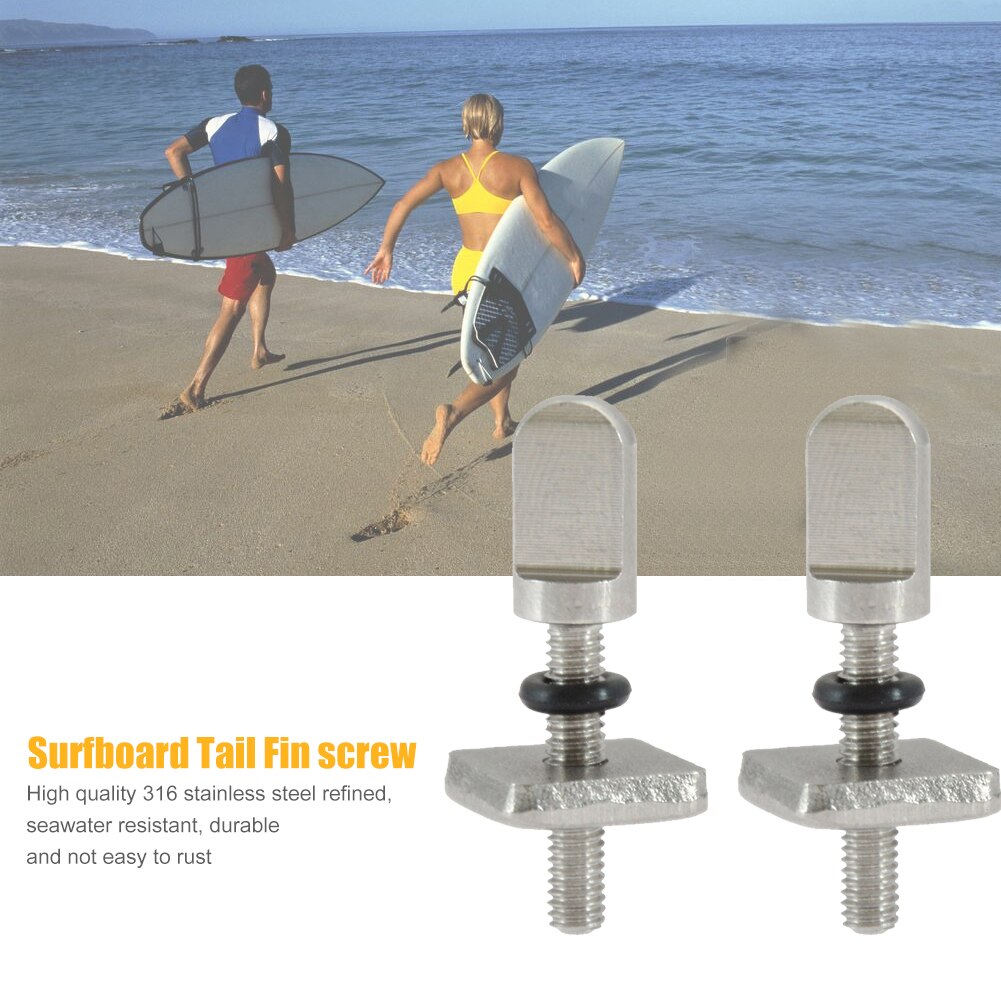 2er- pack surfbrett-heckfinnenschrauben,  m4 surf-finnennagelbolzen, longboard-surfschrauben mit o-ring-unterlegscheiben für surfsportzubehör