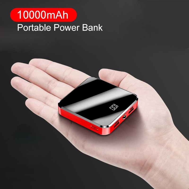 Felsen Mini 10000mAh Energie Bank Digital Anzeige Dual USB Häfen Externe Batterie Tragbare Energie mit Spiegel Bildschirm PoverBank