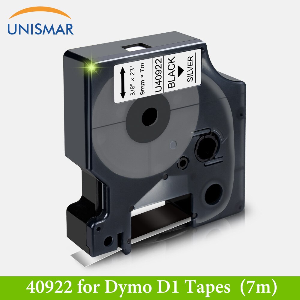 Unismar 9mm Label Tapes for Dymo D1 40913 40910 40917 40918 Label Manager 120P 210D 360D Label Writer 400 Label Maker 15 Color: Black on Silver