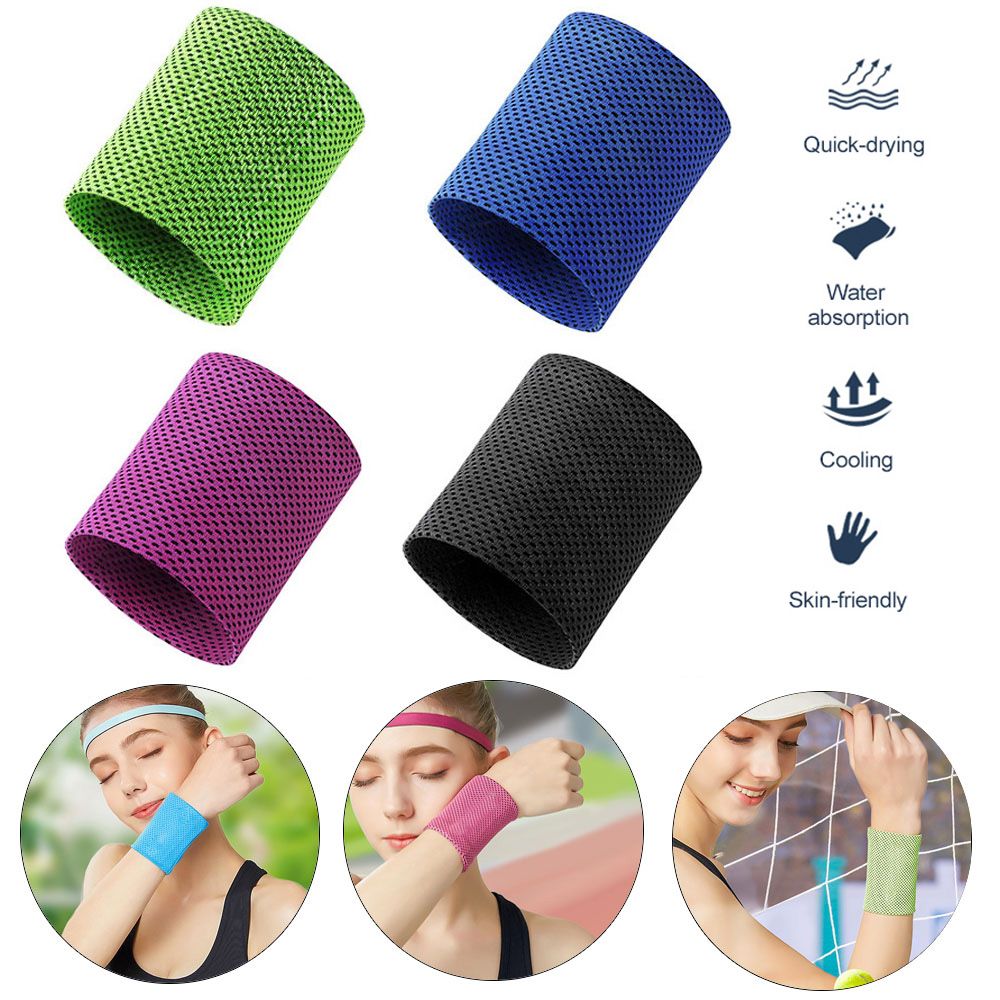 1 pc ice cooling wrist brace support breathable tennis armband wrap sports sweatband for gym yoga volleyball hand sweatband
