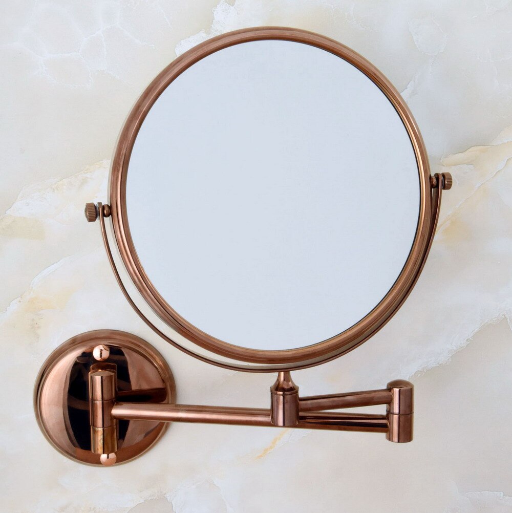 Folding Dual Arm Extend Rose Gold Brass Wall Mount Magnifying Bathroom Mirror Makeup Cosmetic Lady's Mirror Wba637