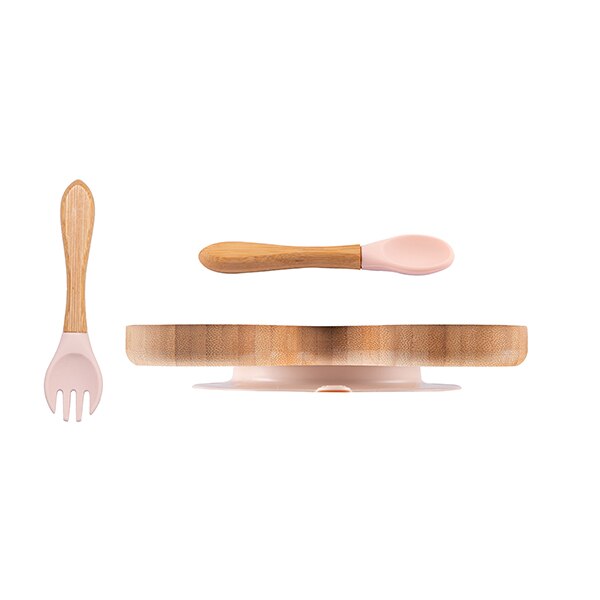 Wooden baby dinner plate animal shape dishes children's feeding and feeding set children's baby tableware: peach B