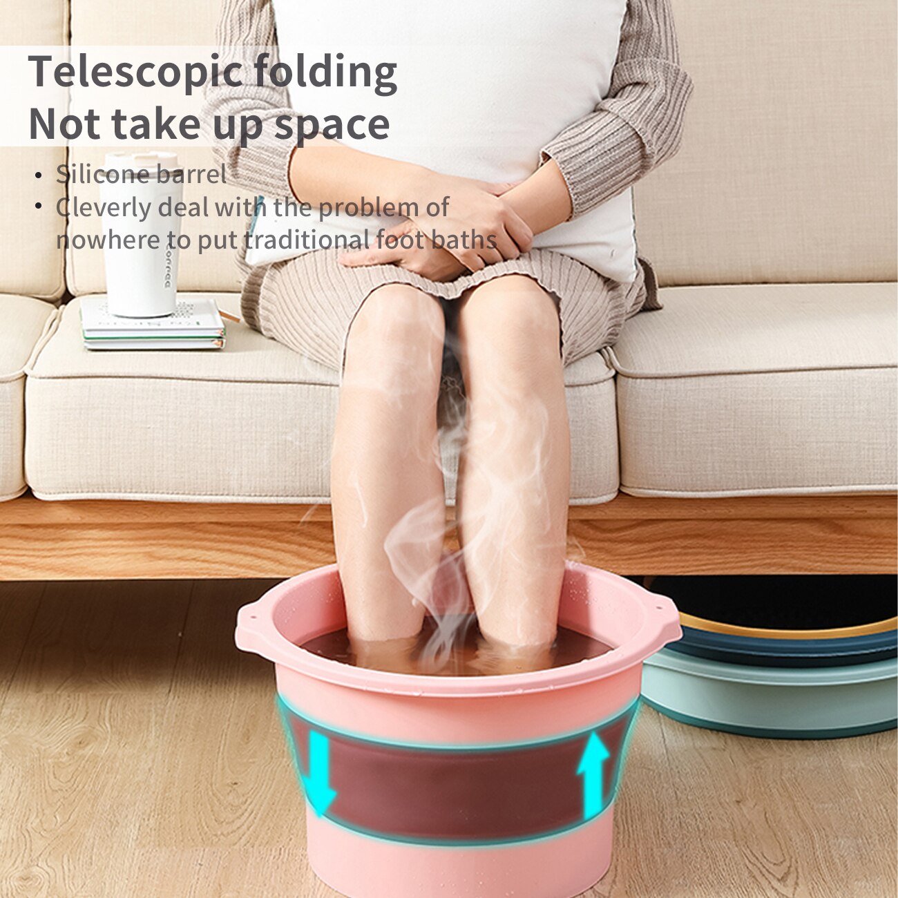 Plastic Folding Bucket Foot Bath Bucket Bathroom Foldable Foot Tub Wash Basin Laundry Buckets Portable Water Container