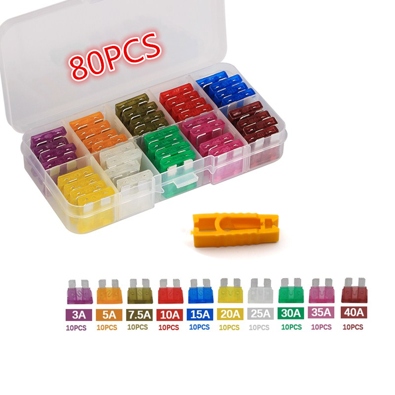 100pcs 5/7/10/15/20/25/30A Fuse Car Blade Fuse Assortment Assorted Kit Mini Small Size Blade Set Auto Truck Automotive Fuse