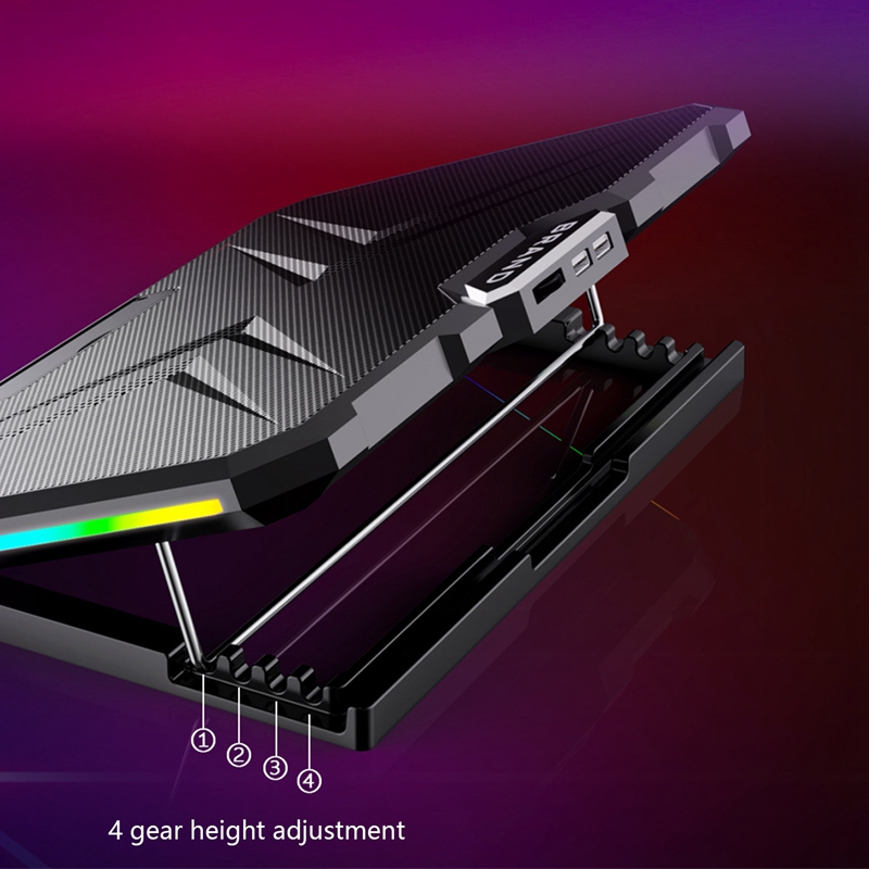 Podkładka chłodząca pod laptop 2 wyjątkowo ciche wentylatory 2 porty USB regulacja wysokości oświetlenie RGB efekt 12-17 Cal podstawka chłodząca do notebooka