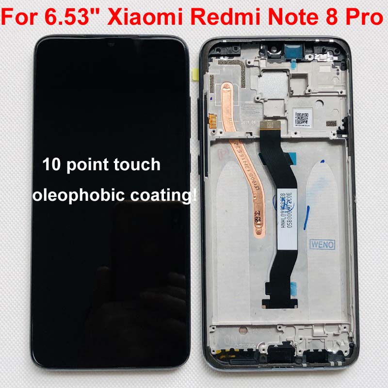 Original For 6.53" Xiaomi Redmi Note 8 Pro LCD Display Screen+Touch Screen Digitizer With Frame For Redmi Note 8 Pro LCD