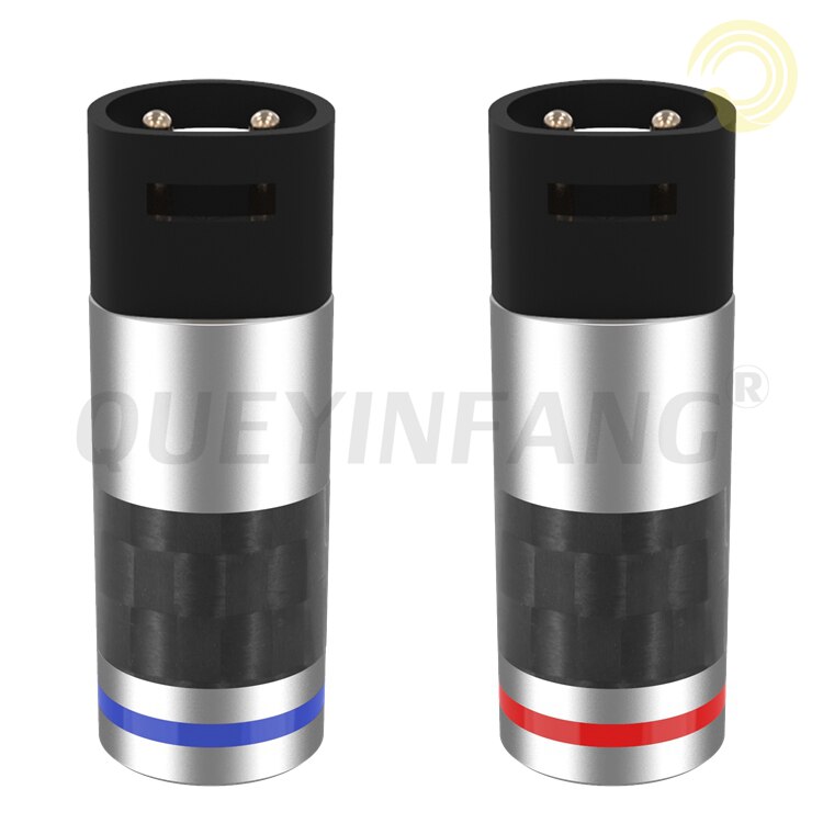 QUEYINFANG Wire Connector Earphone 2Pin Socket Audio Jack For IE8 IE8I IE80 DIY HiFi Headset Carbon Fiber Metal Adapter: Silver-Black / 5 Pairs