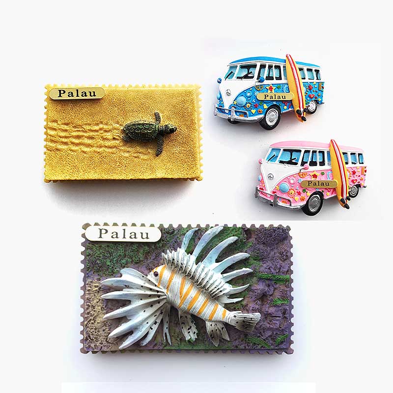 Palau Fridge Magnets Tourist Souvenirs 3D Stereo Tropical Lionfish Sea Turtle Magnetic Refrigerator Stickers Decoration